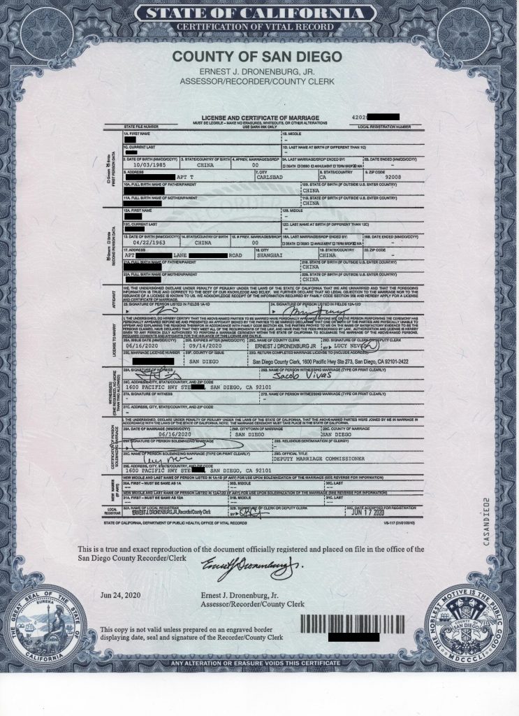 CertificationDocument 00 743x1024 - 美国圣迭戈结婚证翻译认证盖章